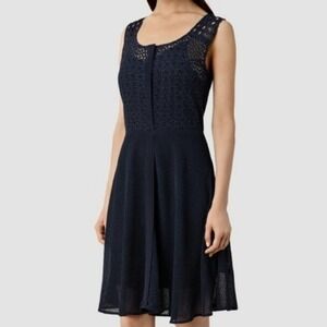 All Saints Navy Eyelet Dress Size 4‎